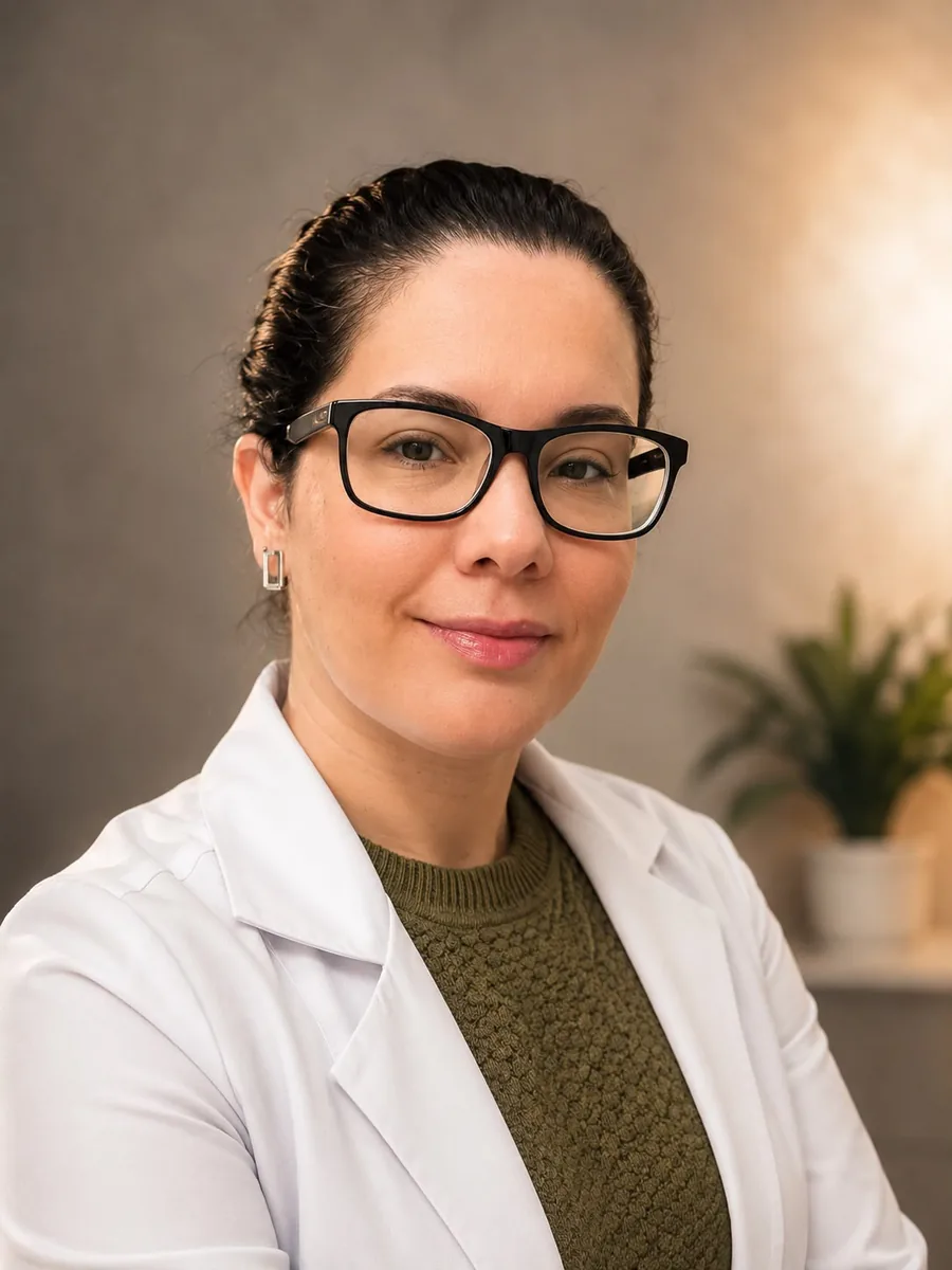 Tatiana Vasconcelos, fisioterapeuta, no consultório da Tijuca